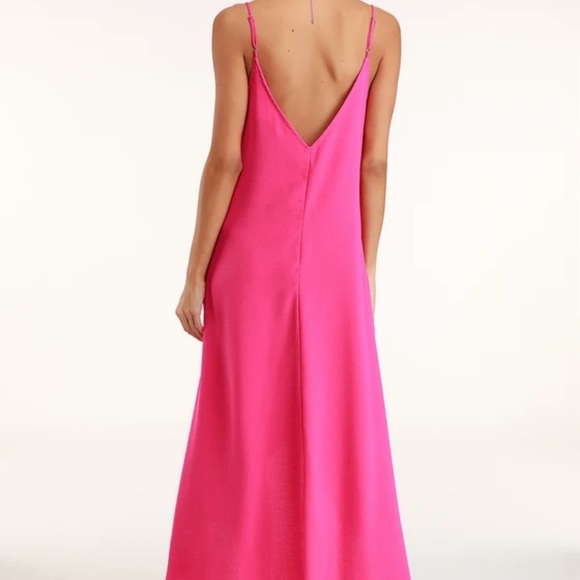 Lulu’s Sweet Surprise Bright Pink High-Low Maxi Dress, Size S - Picture 3 of 6